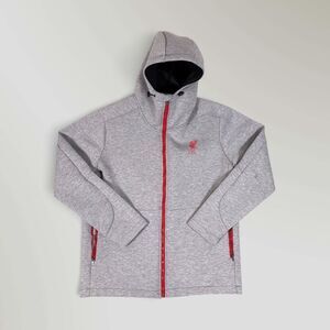 Liverpool FC LFC The Reds Hooded Full Zip Jacket Gray Red Size Men's Large